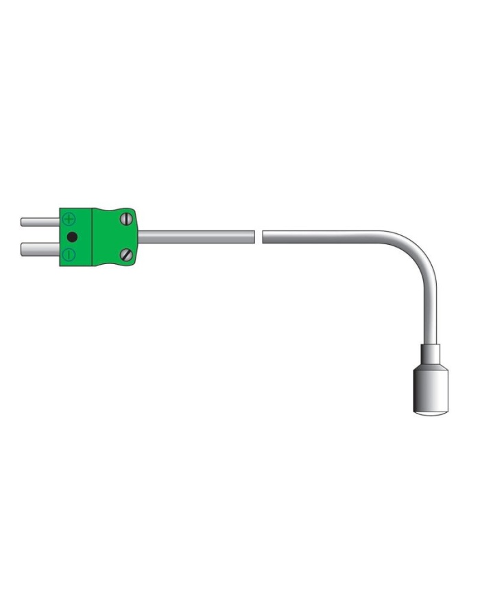 ETI Givare, termoelement typ K, ytgivare, vinklad 90 grader, med gummerad anläggningsyta för snabb respons, Ø8 x 120mm, utan kabel för direktinkoppling i termometer