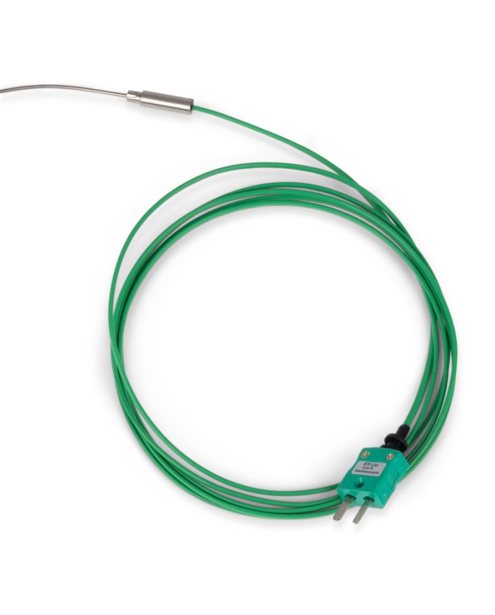 ETI Givare, termoelement typ K, böjbar lång givare Ø3 x 500mm, för höga lufttemperatur, t.ex. ugnar och värmeskåp, 2 meter värmetålig PTFE-kabel