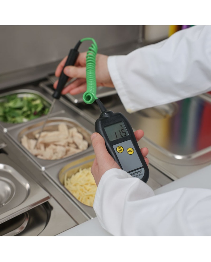 ETI Termometer CaterTemp® för givare termoelement typ K. Inklusive givare. Lämpad för catering av livsmedel. Mätområde -50 till 300°C. Kalibreringscertifikat ingår