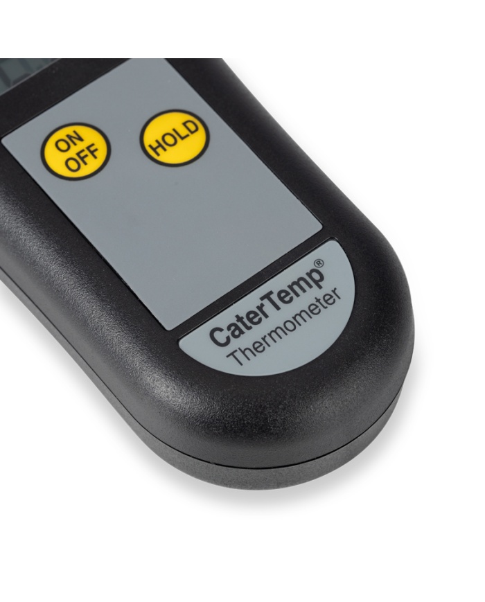 ETI Termometer CaterTemp® för givare termoelement typ K. Inklusive givare. Lämpad för catering av livsmedel. Mätområde -50 till 300°C. Kalibreringscertifikat ingår