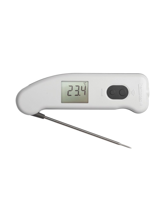 ETI Thermapen® IR-termometer. Kombinerad termometer för livsmedel med IR och utfällbar nålgivare. Kalibreringscertifikat