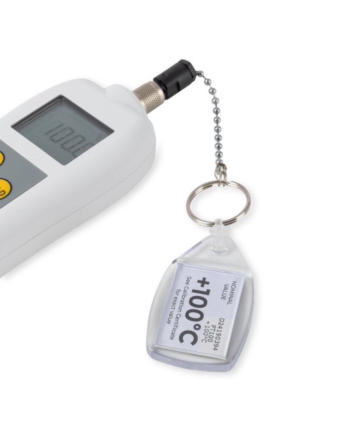 ETI Temperatursimulator för PT100-givare med Lumberg-kontakt. Temperatursimulering +100°C. Kalibreringscertifikat.