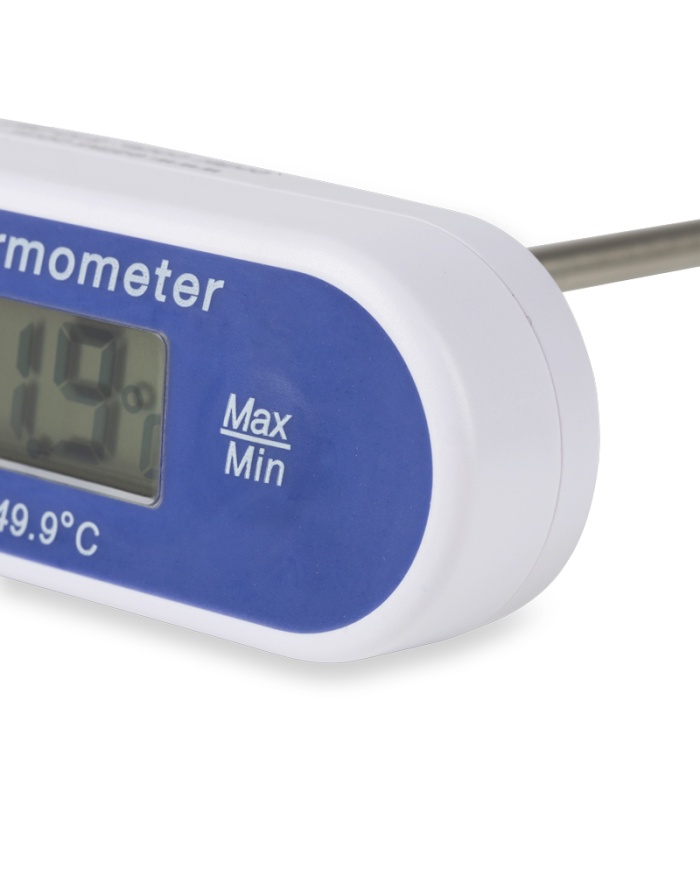 ETI Vattentät instickstermometer 125mm, med display riktad uppåt, med skydd och min- / maxvisning