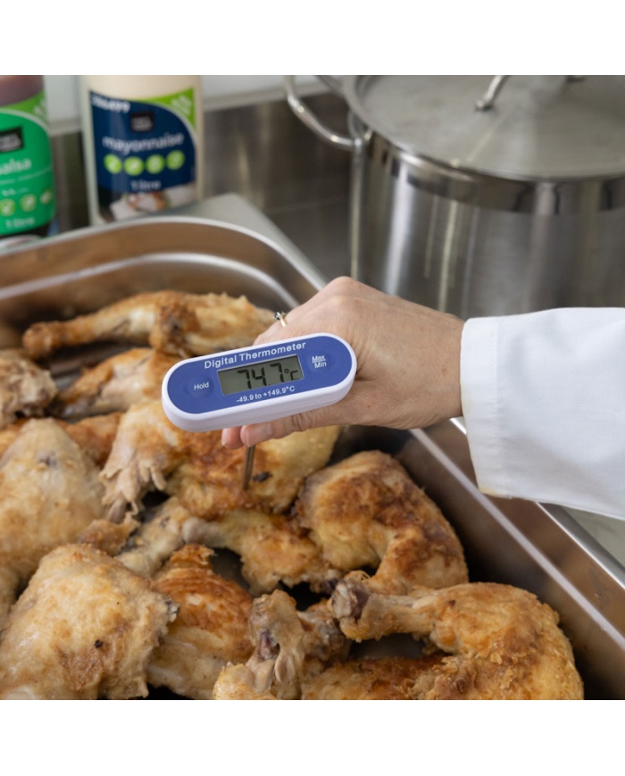 ETI Vattentät instickstermometer 125mm, med display riktad uppåt, med skydd och min- / maxvisning