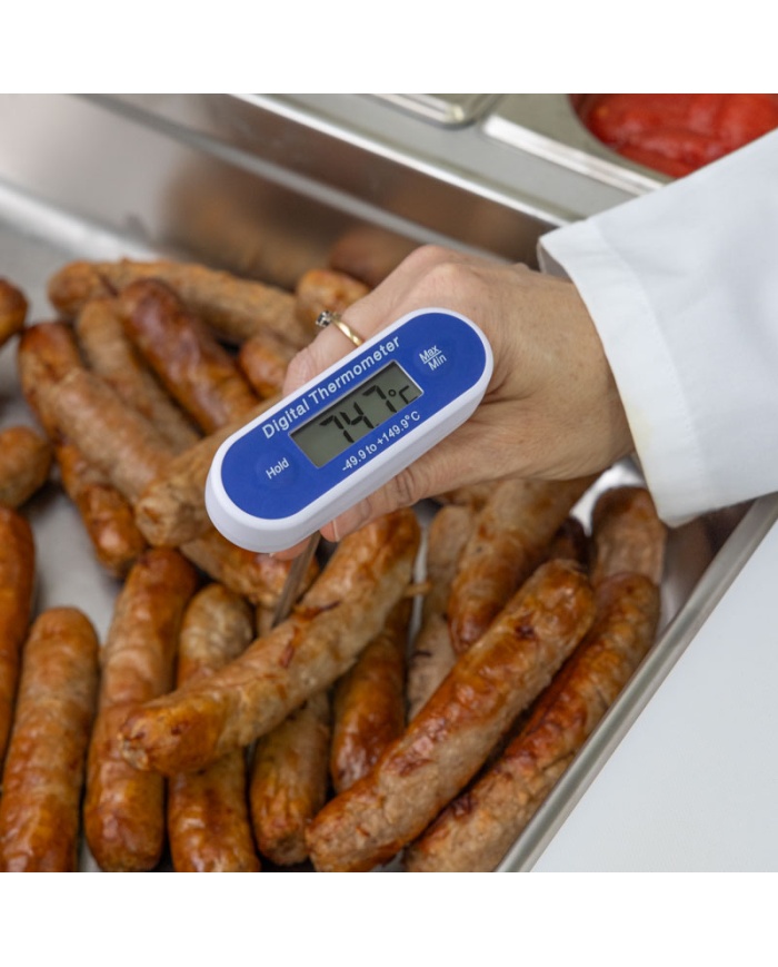 ETI Vattentät instickstermometer 125mm, med display riktad uppåt, med skydd och min- / maxvisning