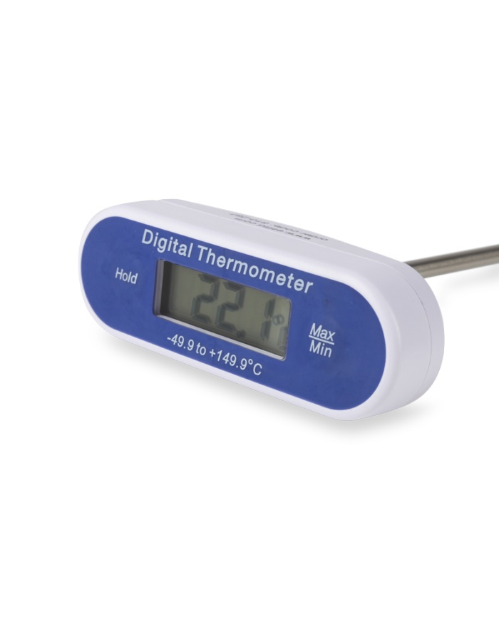 ETI Vattentät instickstermometer 300 mm, med display riktad uppåt, med skydd och min- / maxvisning