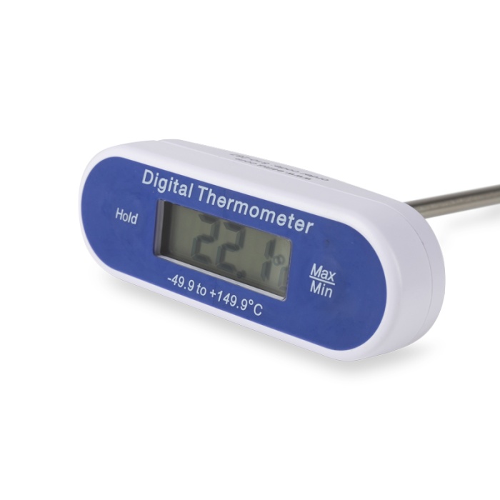 ETI Vattentät instickstermometer 300 mm, med display riktad uppåt, med skydd och min- / maxvisning