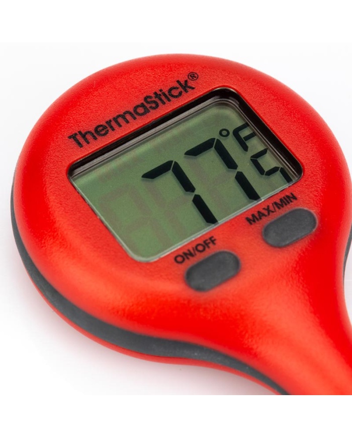 ETI ThermaStick® digital instickstermometer, vattentät, med snabb tunn nål, Ø1,6 x 115 mm, mätområde -49,9 till +299,9°C, röd