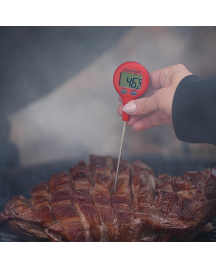 ETI ThermaStick® digital instickstermometer, vattentät, med snabb tunn nål, Ø1,6 x 115 mm, mätområde -49,9 till +299,9°C, röd